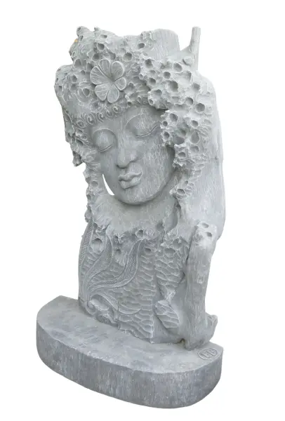 Product image 3 of the product “Padma - Buddha Face, Relief tree, 116 cm Height | cast stone ”